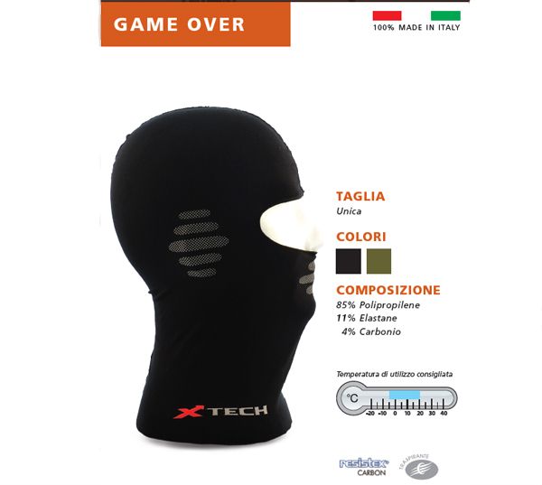 X Tech балаклава эластичная Game Over черная