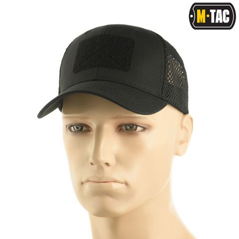 M-Tac бейсболка с липучкой и сеткой Flex рип-стоп Black
