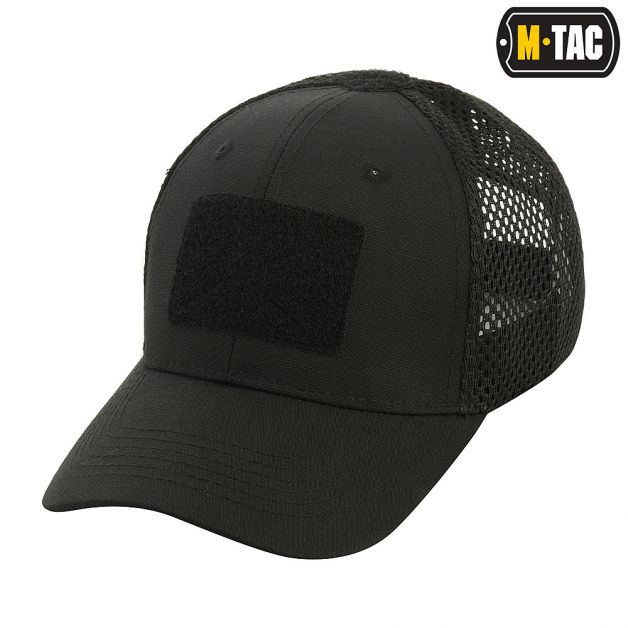 M-Tac бейсболка с липучкой и сеткой Flex рип-стоп Black