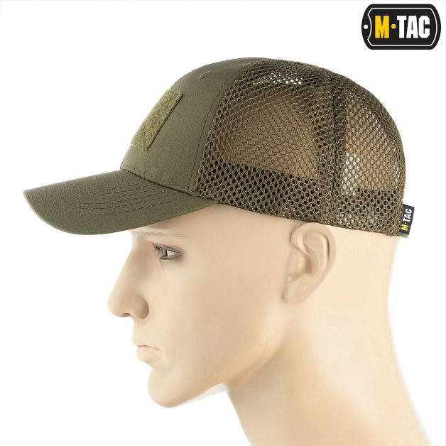 M-Tac бейсболка с липучкой и сеткой Flex рип-стоп Dark Olive