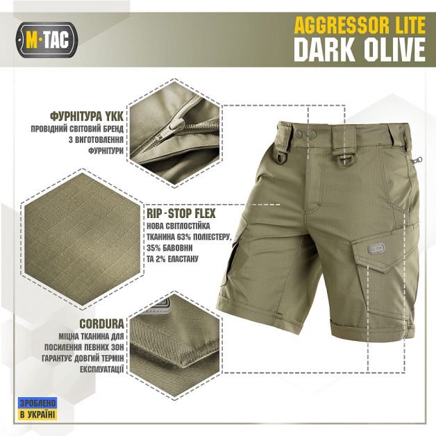 M-Tac шорты Aggressor Lite Dark Olive