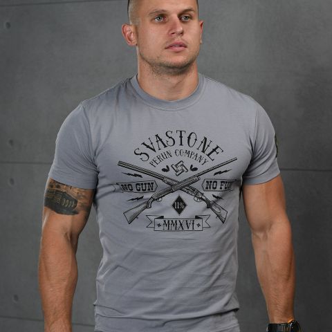 SvaStone футболка No Gun No Fun серая