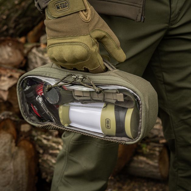 M-Tac органайзер утилитарный прозрачный Elite Medium (26х11 см) Ranger Green