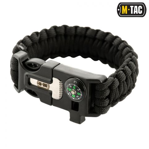 M-Tac браслет паракорд с искровысекателем и свистком Black