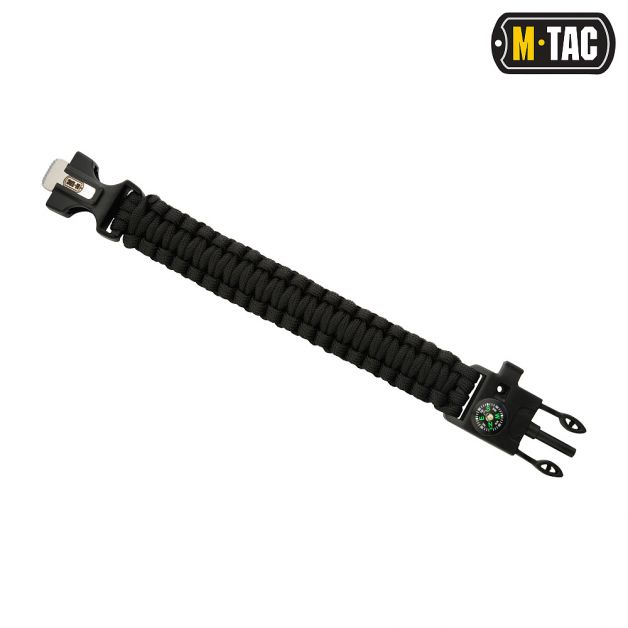 M-Tac браслет паракорд с искровысекателем и свистком Black
