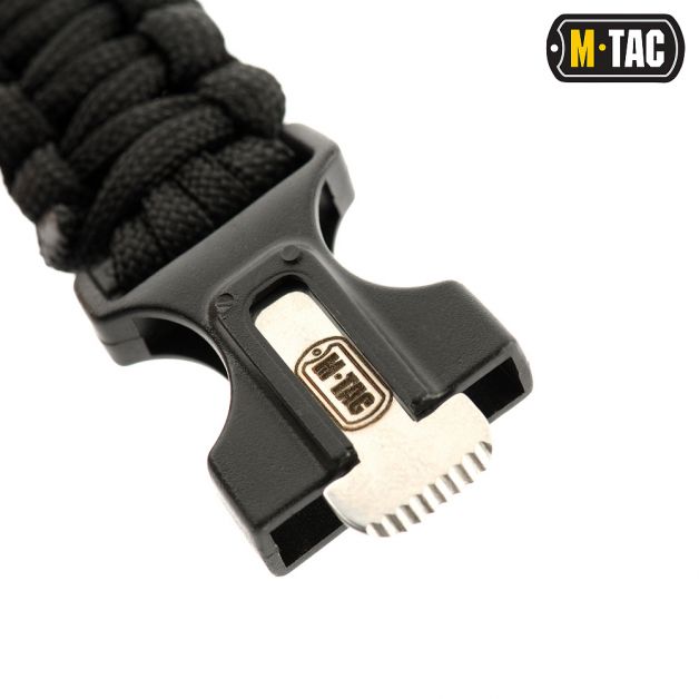 M-Tac браслет паракорд с искровысекателем и свистком Black