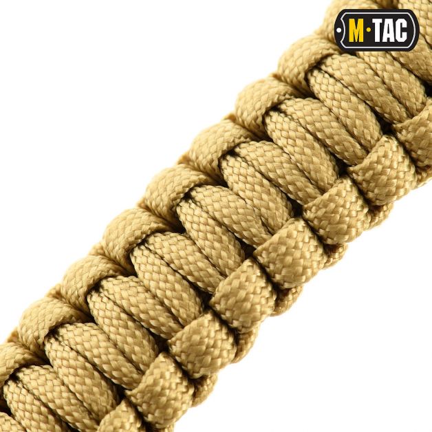 M-Tac браслет паракорд с искровысекателем, компасом и свистком Tan