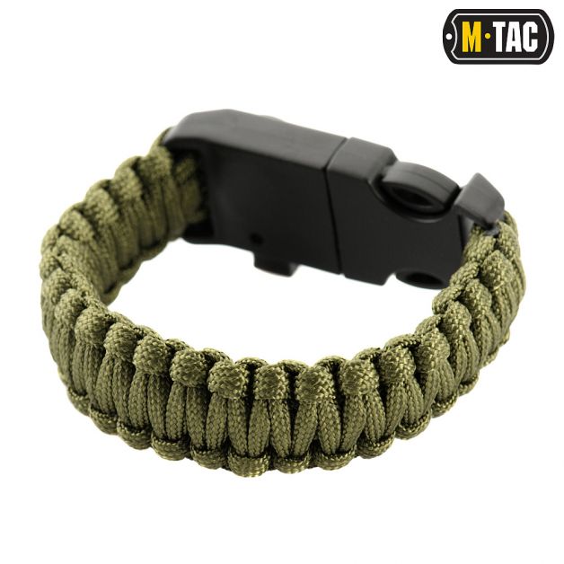 M-Tac браслет паракорд с искровысекателем и свистком Olive