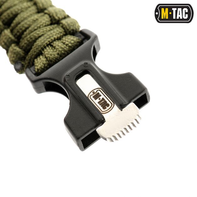 M-Tac браслет паракорд с искровысекателем и свистком Olive
