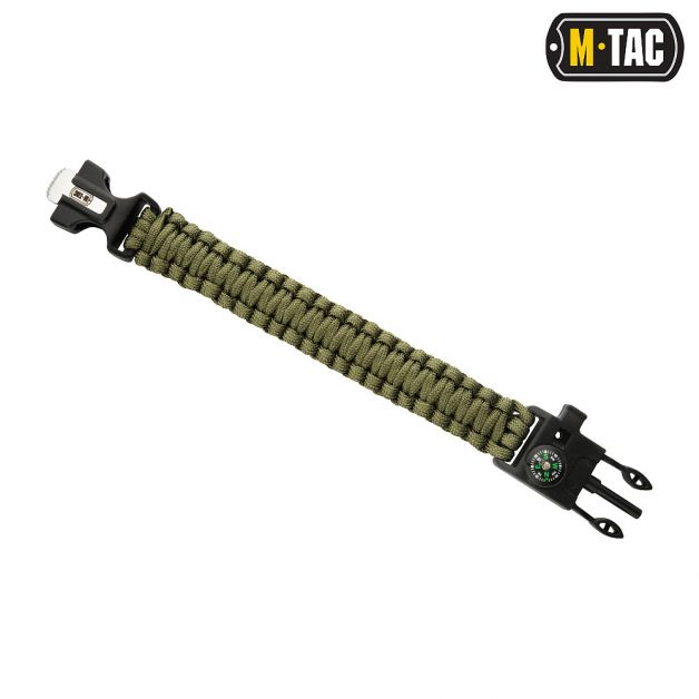 M-Tac браслет паракорд с искровысекателем и свистком Olive
