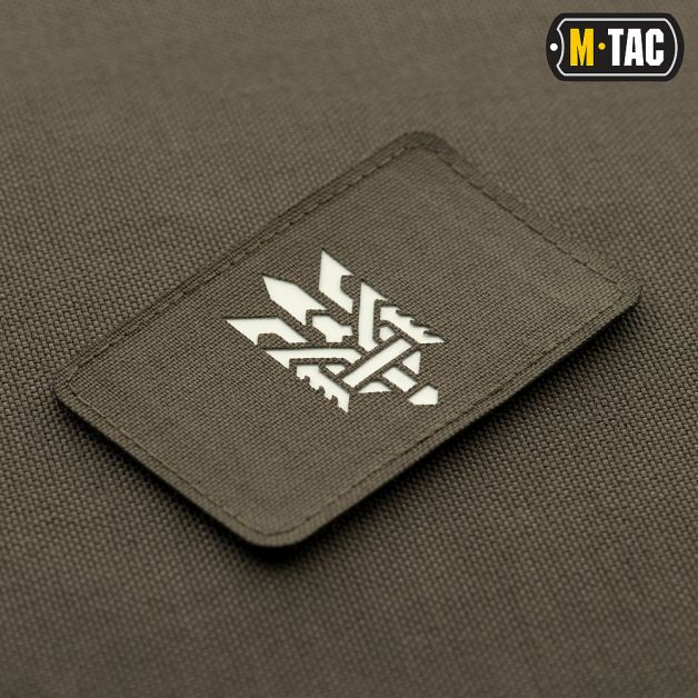 M-Tac нашивка Тризуб (стилізація) Laser Cut горизонтальна Ranger Green/світлонакопичувач