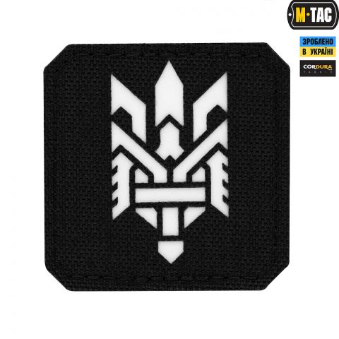 M-Tac нашивка Тризуб (стилизация) Laser Cut малая светонакопитель/Black