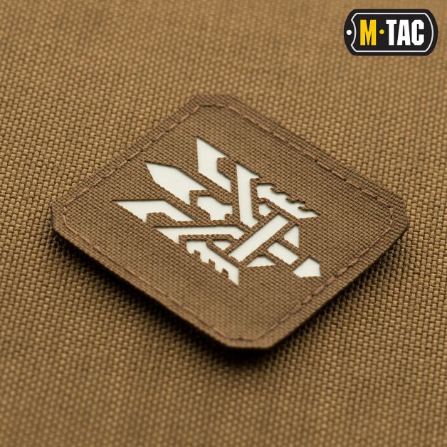 M-Tac нашивка Тризуб (стилізація) Laser Cut мала Coyote/світлонакопичувач