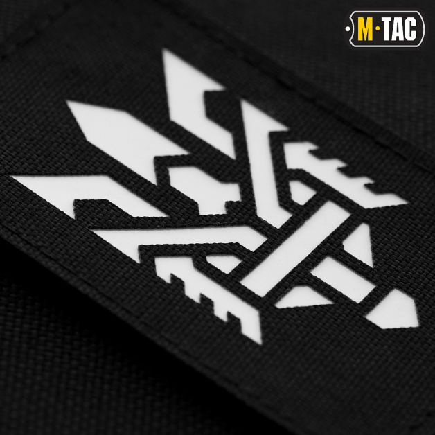 M-Tac нашивка Тризуб (стилізація) Laser Cut вертикальна Black/світлонакопичувач