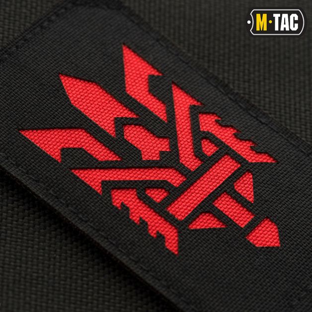 M-Tac нашивка Тризуб (стилізація) Laser Cut вертикальна Black/Red