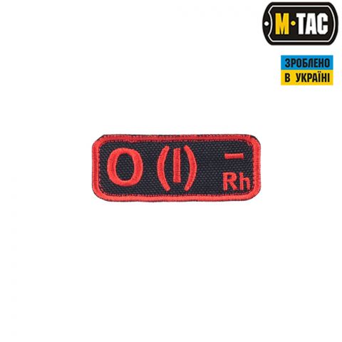 M-Tac нашивка група крові O(I) Rh- чорно-червона