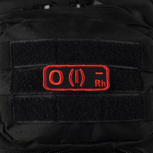 M-Tac нашивка група крові O(I) Rh- чорно-червона