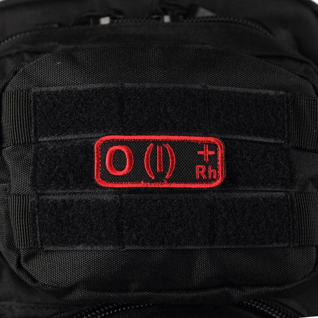 M-Tac нашивка група крові O(I) Rh+ чорно-червона