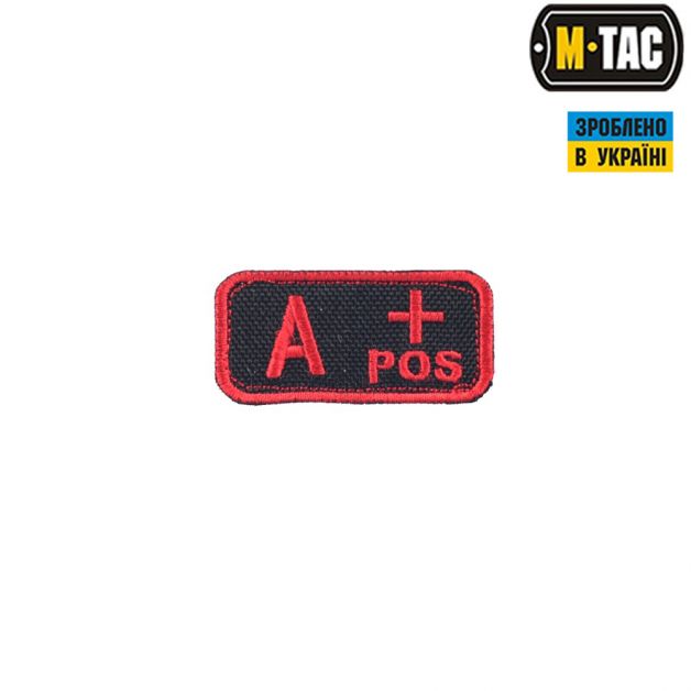 M-Tac нашивка группа крови A+ Pos черно-красная
