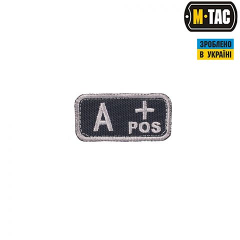 M-Tac нашивка група крові A+ Pos чорно-сіра