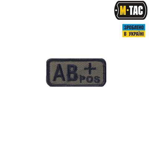 M-Tac нашивка група крові AB+ Pos олива