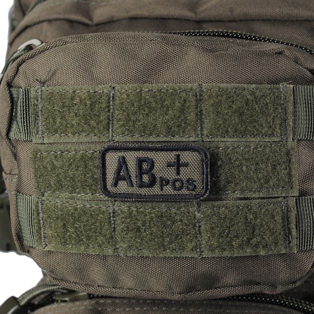 M-Tac нашивка група крові AB+ Pos олива