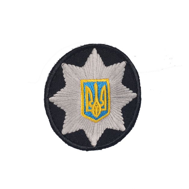Кокарда Полиция круглая на липучке черная