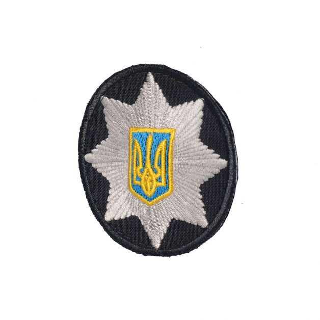 Кокарда Полиция круглая на липучке черная