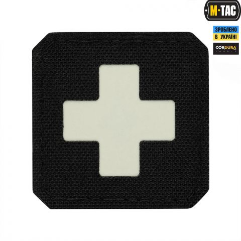M-Tac нашивка Medic Cross Laser Cut Black/светонакопитель