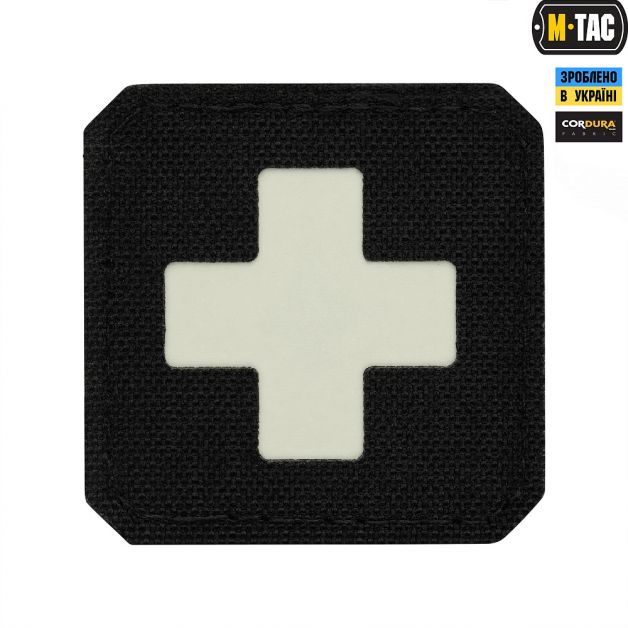 M-Tac нашивка Medic Cross Laser Cut Black/світлонакопичувач