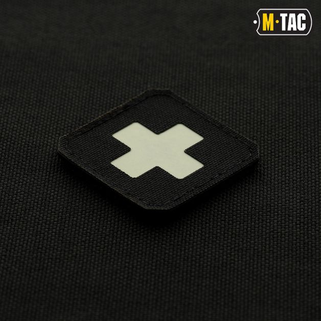 M-Tac нашивка Medic Cross Laser Cut Black/світлонакопичувач