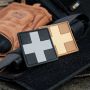 M-Tac нашивка Medic Cross Square ПВХ чорний/сірий