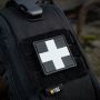 M-Tac нашивка Medic Cross Square ПВХ чорний/сірий