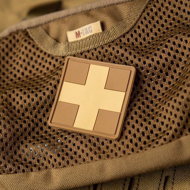 M-Tac нашивка Medic Cross Square ПВХ койот