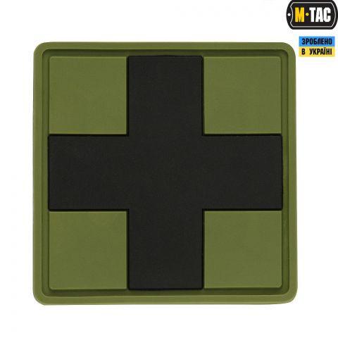 M-Tac нашивка Medic Cross Square ПВХ олива/черный
