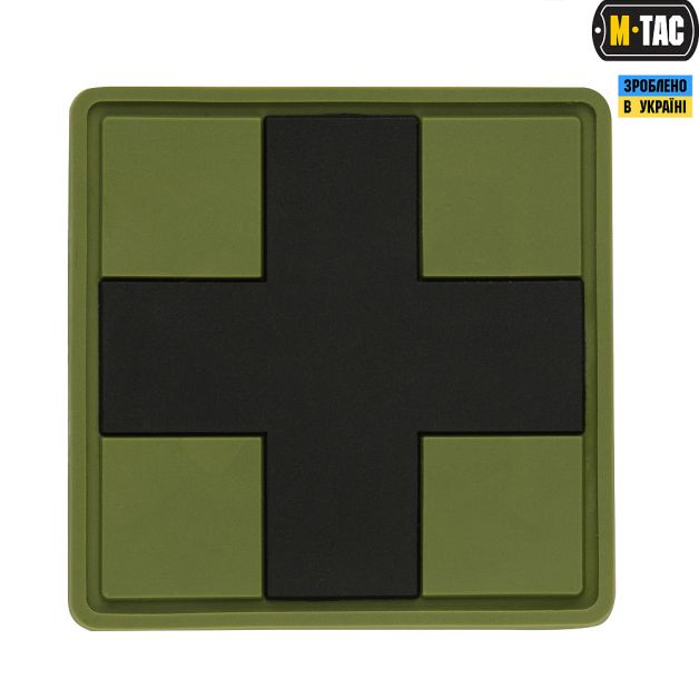 M-Tac нашивка Medic Cross Square ПВХ олива/черный
