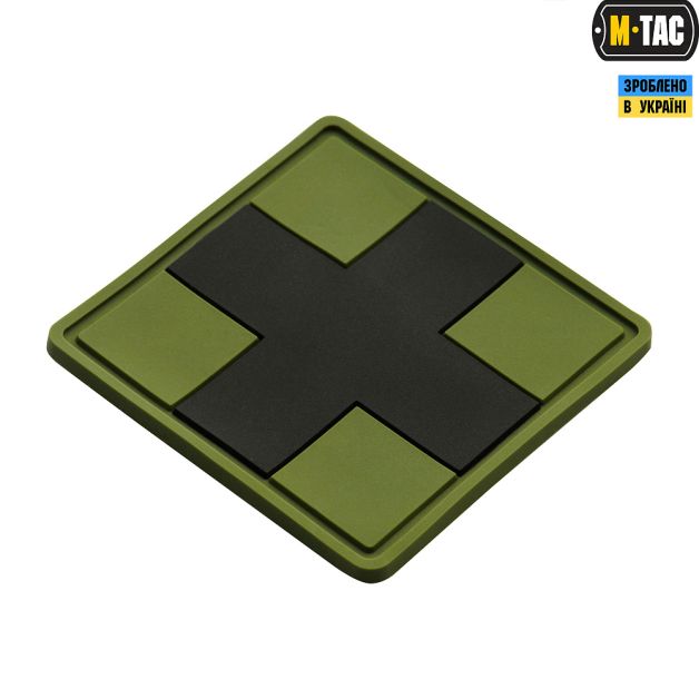 M-Tac нашивка Medic Cross Square ПВХ олива/черный