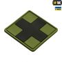 M-Tac нашивка Medic Cross Square ПВХ олива/черный