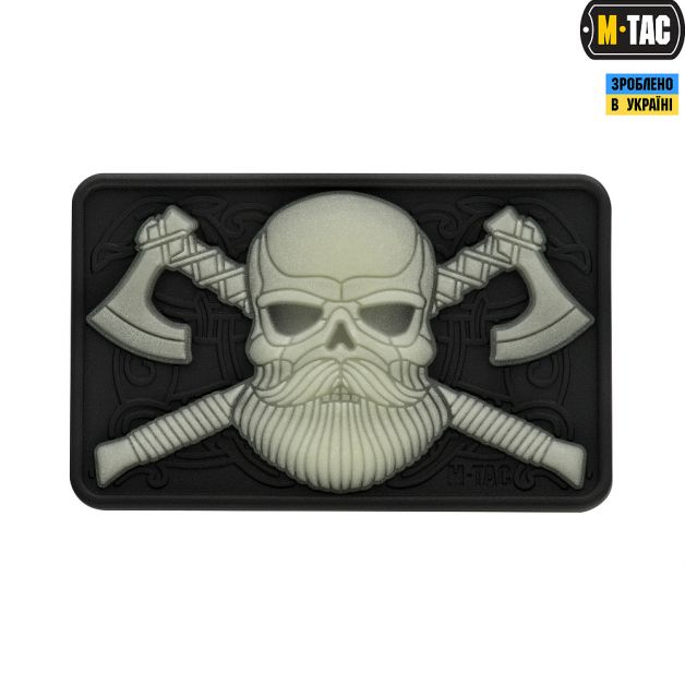 M-Tac нашивка Bearded Skull 3D ПВХ Black/светонакопитель