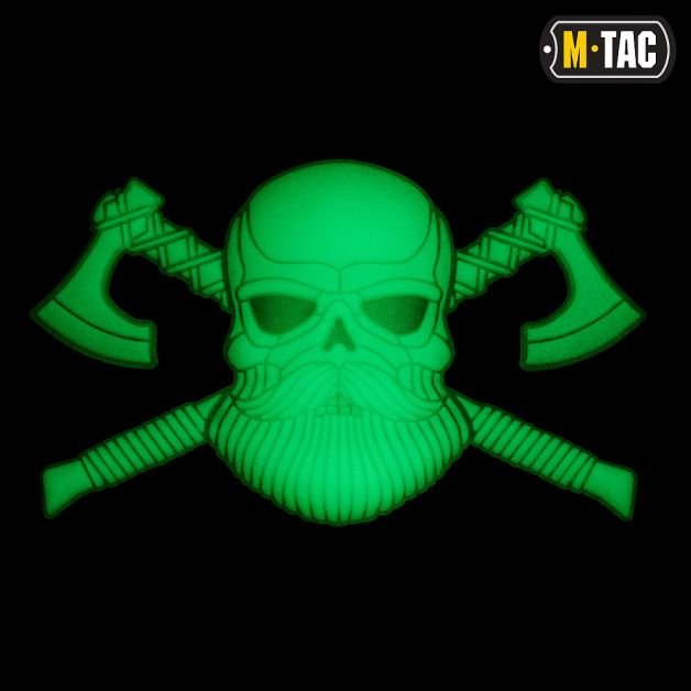 M-Tac нашивка Bearded Skull 3D ПВХ Black/светонакопитель