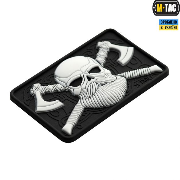 M-Tac нашивка Bearded Skull 3D ПВХ Black/White
