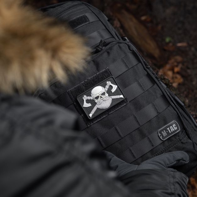 M-Tac нашивка Bearded Skull 3D ПВХ Black/White