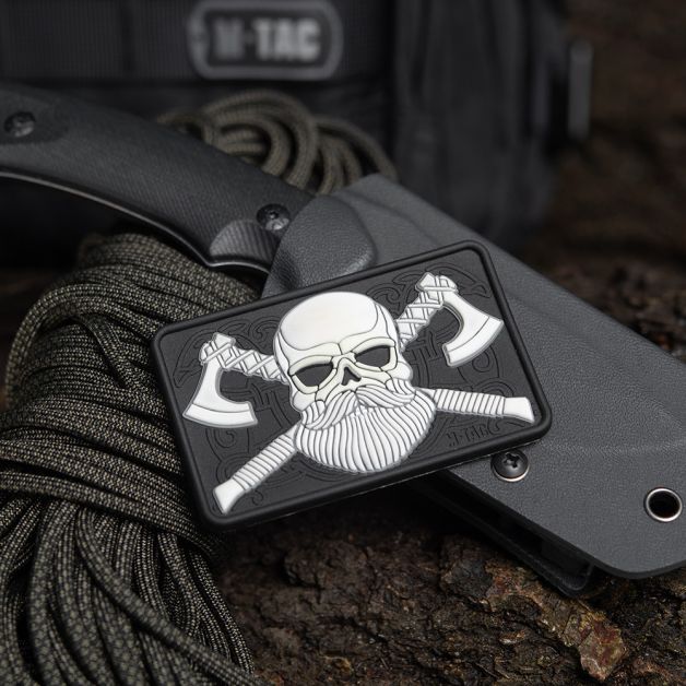 M-Tac нашивка Bearded Skull 3D ПВХ Black/White