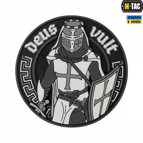 M-Tac нашивка Deus Vult 3D ПВХ черно-белая