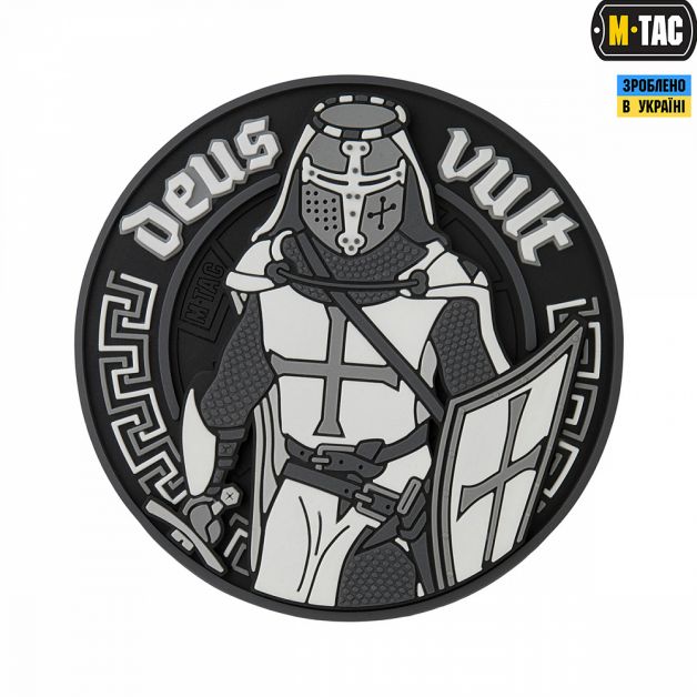M-Tac нашивка Deus Vult 3D ПВХ черно-белая