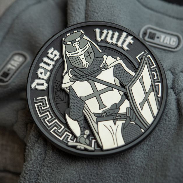 M-Tac нашивка Deus Vult 3D ПВХ черно-белая