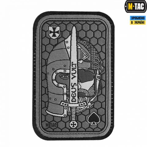 M-Tac нашивка Deus Vult Ace (жаккард) сіра
