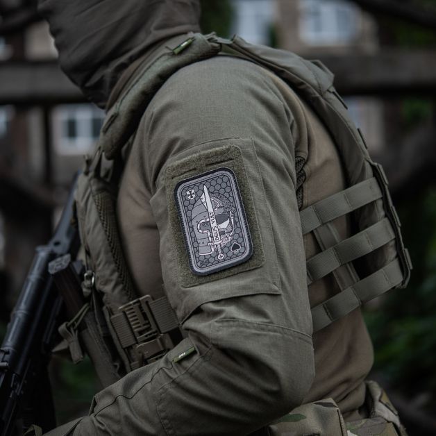 M-Tac нашивка Deus Vult Ace (жаккард) серая