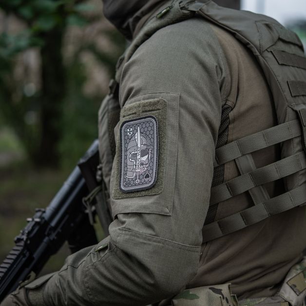 M-Tac нашивка Deus Vult Ace (жаккард) серая