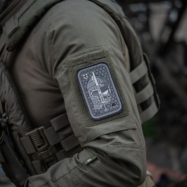 M-Tac нашивка Deus Vult Ace (жаккард) серая